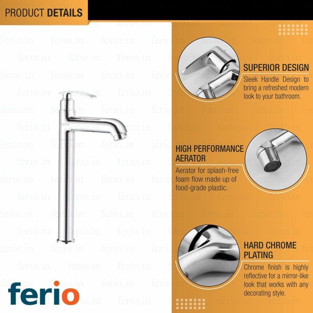 Ferio Deck-Mount Single-Handle High Neck Pillar Cocktail Tap For Was Basin Tap For Kitchen Sink Premium Brass Chrome Finish Kitchen And Bathroom Faucet With Swivel Spout - Silver Pack Of 1 Ferio Deck-Mount Single-Handle High Neck Pillar Cocktail Tap For Was Basin Tap For Kitchen Sink Premium Brass Chrome Finish Kitchen And Bathroom Faucet With Swivel Spout - Silver Pack Of 1