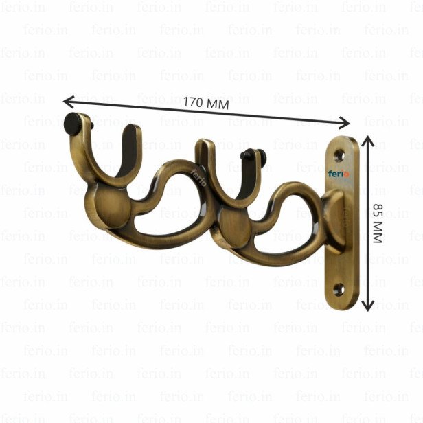 Ferio Double Curtain Holder and Brackets Zinc Alloy for Door and Window for 1 Inch Rod Size For Home Décor Brass Finish (Pack of 2) Ferio Double Curtain Holder and Brackets Zinc Alloy for Door and Window for 1 Inch Rod Size For Home Décor Brass Finish (Pack of 2)