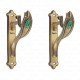 Ferio Curtain Bracket Support with Green Stone Zinc Alloy New Design for Door and Windows Bathroom Fitting for 1 Inch Rod Size for Home Décor Brass Antique (Pack of 2)