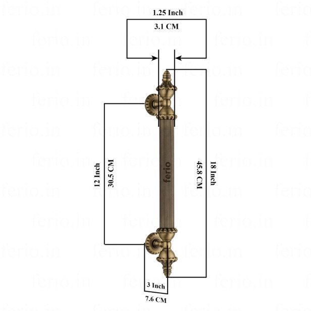 Ferio 12 Inch 300 MM Antique Brass Door Handles for Main Door | Push Pull Main Door Handle Big Size | Artistic Handle for Door Handle | Zinc |Bar Type Grab Handle for Home and office furniture (18 inches, Pack of 1) Ferio 12 Inch 300 MM Antique Brass Door Handles for Main Door | Push Pull Main Door Handle Big Size | Artistic Handle for Door Handle | Zinc |Bar Type Grab Handle for Home and office furniture (18 inches, Pack of 1)