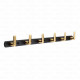 Ferio 6 Pin Bathroom Cloth Hooks Hanger Door Wall Bedroom Kitchen Multipurpose Use For Robe Hooks Rail for Hanging Clothes, Towel Black & Gold (Pack Of 1)