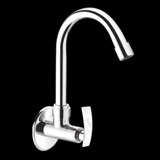 Ferio Full Brass Sink Cock Tap for Kitchen basin Chrome Finished Wall Mounted Sink Cock For Bathroom Kitchen Washbasin tap Faucets Taps with Foam Flow 15mm (Silver) with flange Pack Of 1 Ferio Full Brass Sink Cock Tap for Kitchen basin Chrome Finished Wall Mounted Sink Cock For Bathroom Kitchen Washbasin tap Faucets Taps with Foam Flow 15mm (Silver) with flange Pack Of 1